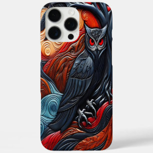 Uil en surreëel landschap met levendige kleuren iPhone 16 pro max hoesje