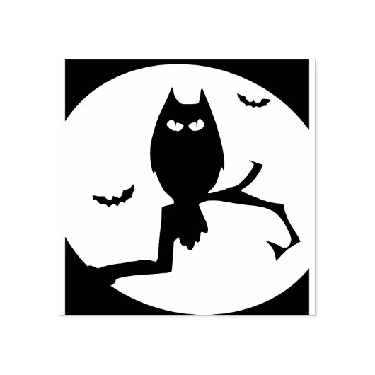 Uil en vleermuizen silhouet kunst stempel (Afrduk)
