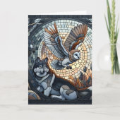 Uil en Wolf Mozaïek Ai Art | Blanco Kaart (Voorkant)