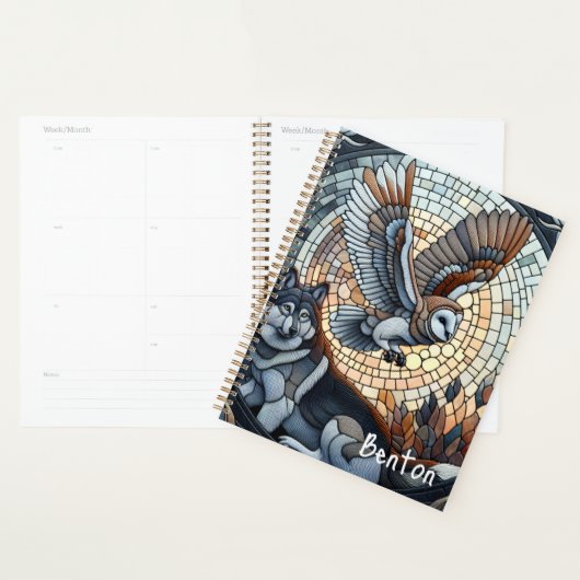 Uil en Wolf Mozaïek Ai Art gepersonaliseerd Planner (Display)