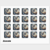 Uil en Wolf Mozaïek Ai Art Vierkante Sticker (Vel)