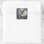 Uil en Wolf Mozaïek Ai Art Vierkante Sticker (Tas)