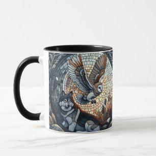 Uil en Wolf Mozaïek Natuur Ai Kunst Mok