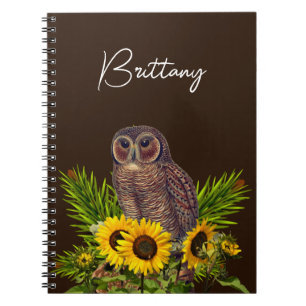 Uil en zonnebloemen notitieboek