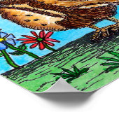 Uil en zonnebloemen poster (Hoek)