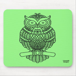 Uil (enkele neon groene) - Muismat