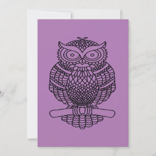 Uil (enkele paarse) - Wenskaart Feestdagenkaart