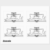 Uil Ex Libris Boekplaat Bibliotheek Boek Bord Rechthoekige Sticker (Vel)