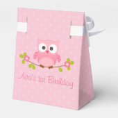 Uil Favor Box (Verjaardag / Baby shower) - Roze Te Bedankdoosjes (Achterkant)