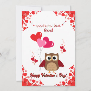 Uil Fijne Valentijnsdag Vriendenkaart voor Kindere Feestdagenkaart