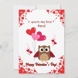 Uil Fijne Valentijnsdag Vriendenkaart voor Kindere Feestdagenkaart
