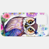 Uil Floral Artistic Waterverf Case-Mate iPhone Case (Achterkant (horizontaal))