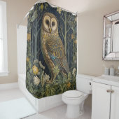 Uil Forest, William Morris Style Douchegordijn (In situ)