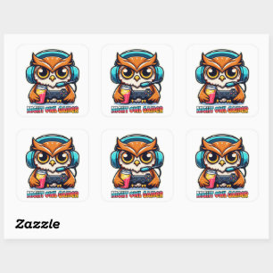 Uil Gamer Mascotte Pret Gaming Illustratie Vierkante Sticker