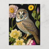 Uil Geel Bloemschilderij Bedankt Briefkaart (Voorkant)