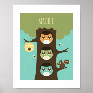 Uil gepersonaliseerde babysuite poster print
