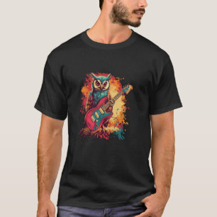Uil-gitarist klaar om de nacht te rocken t-shirt