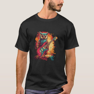 Uil-gitarist klaar om de nacht te rocken t-shirt
