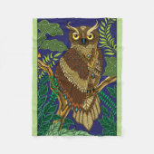Uil Groene bosbladeren Fleece Deken (Voorkant)