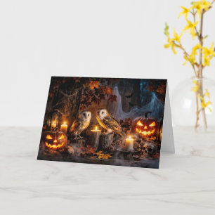 Uil Halloween met Kaarsen Jack O Lanterns Kaart