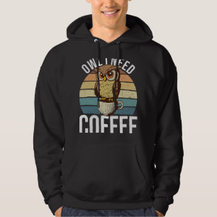Uil heeft koffie nodig Kantoor maandag vermoeide v Hoodie