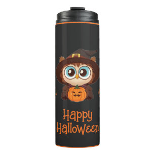 Uil/Herfst/Herfst/Halloween/pompoen Thermosbeker
