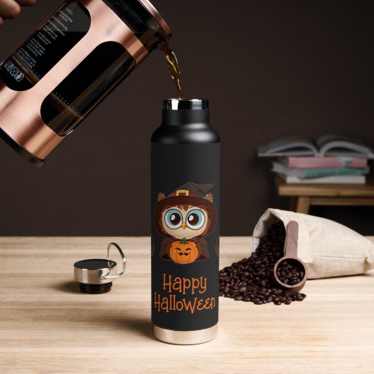 Uil/Herfst/Herfst/Halloween/pompoen Waterfles (Koffie)