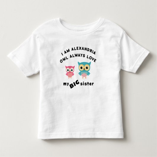 Uil hou altijd van mijn grote zus kinder shirts (Voorkant)