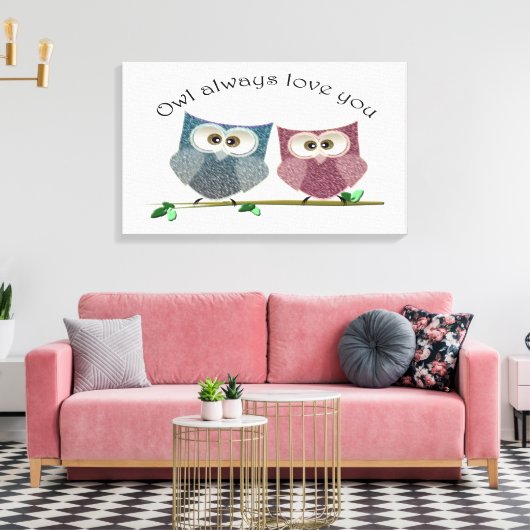 Uil houdt altijd van je, Schattigee Uilen Canvas P (Insitu (Woonkamer))