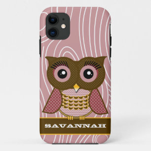 Uil Hout Grain Zig Zag Patroon Kies uw kleur iPhone 11 Hoesje