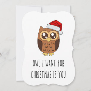 Uil Ik Wil Voor Kerstmis Ben Jij - Schattige Uil O Feestdagenkaart