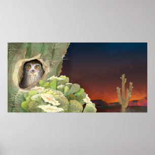 uil in cactus - Poster