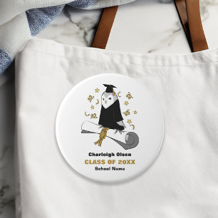 Uil in de kleuterschool / kleuterschool Afstuderen Ronde Button 7,6 Cm