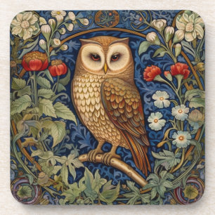 Uil in de tuin William Morris stijl Bier Onderzetter