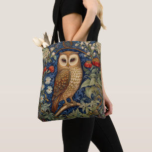Uil in de tuin William Morris stijl Draagtas
