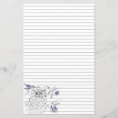 Uil in een boom grijs gevoerd briefpapier brief sc (Voorkant)