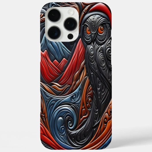 Uil in een levendig, gestileerd berglandschap Case-Mate iPhone case (Achterkant)