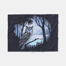 Uil in Forest Clearing Fleece Deken