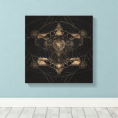 Uil in Heilige Geometrie Samenstelling Canvas Afdruk (Insitu (Houten vloer))