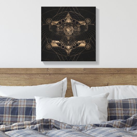 Uil in Heilige Geometrie Samenstelling Canvas Afdruk (Insitu (Slaapkamer))