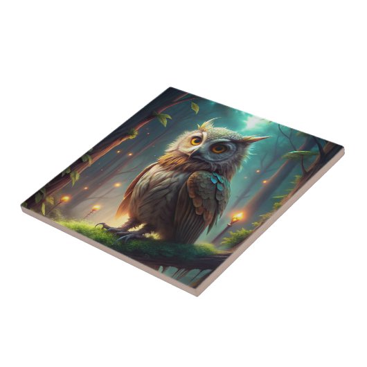 Uil in het bos tegeltje (Zijkant)