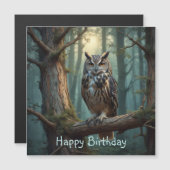 Uil in Magisch Bos Magnetische Verjaardag Kaart (Voorkant / Achterkant)