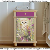Uil in Meadow of Wildflowers EE4L Decoupage Tissuepapier