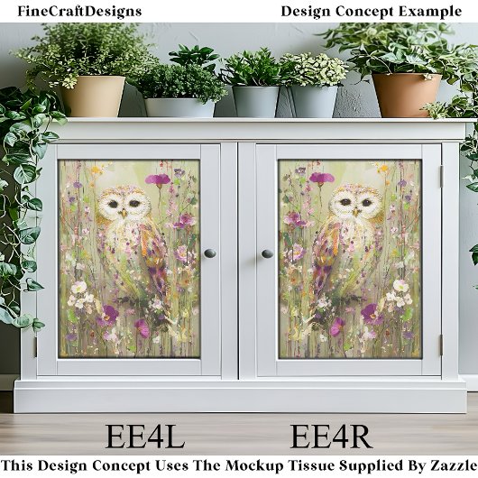 Uil in Meadow of Wildflowers EE4L Decoupage Tissuepapier