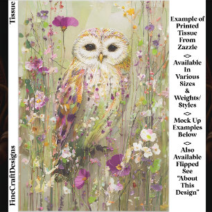 Uil in weide met wilde bloemen EE4R decoupage Tissuepapier