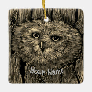 Uil keramisch ornament