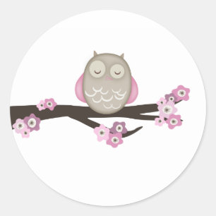 Uil & Kersenbloesem {Roze} STICKERS