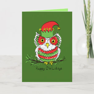 Uil Kerst Cute Grappige Feestdagen Kaart