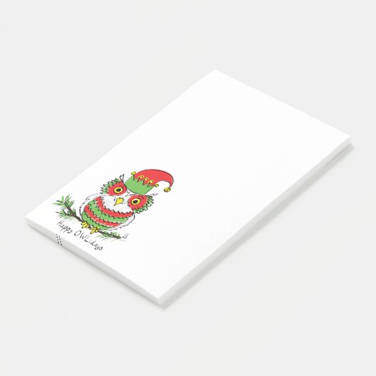 Uil Kerstmis Grappige Cartoon Post-it® Notes (Schuin)