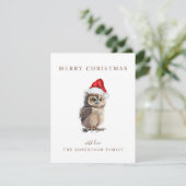 Uil Kerstmis Groet Feestdagenkaart (Staand voorkant)